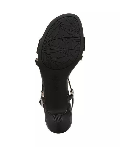 LifeStride Black Faux Leather Slingback Sandals 8.5W NIB $79.99