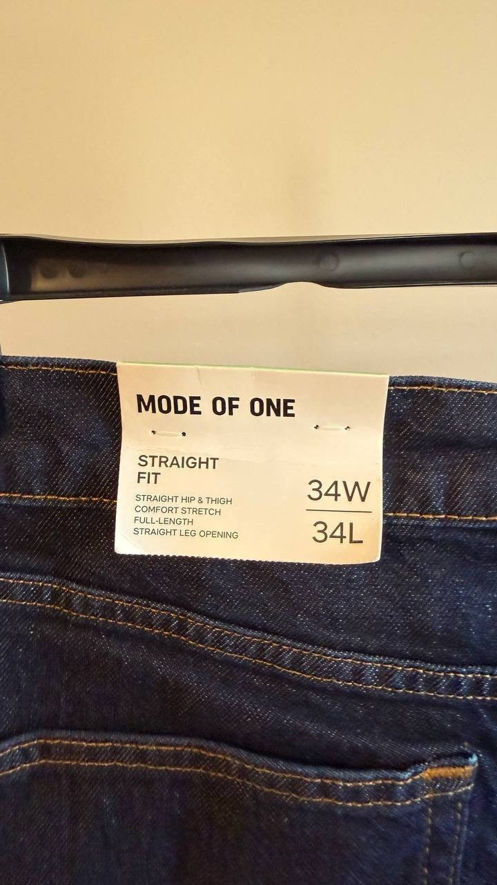 Mode of One Men’s Straight‑Fit Jeans Roosevelt 34W 34L $69.50 NWT