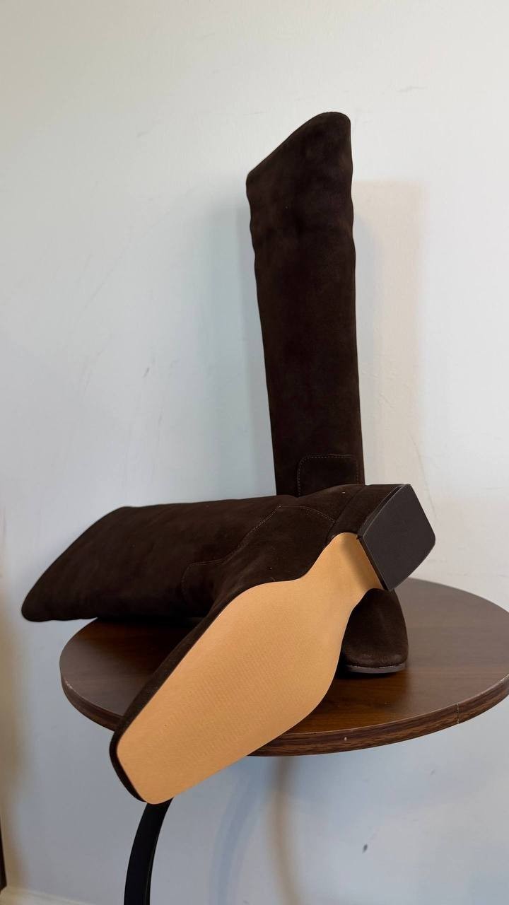 Steve Madden Dantelle Square Toe Knee High Boots Brown 6M Suede $179 NWB