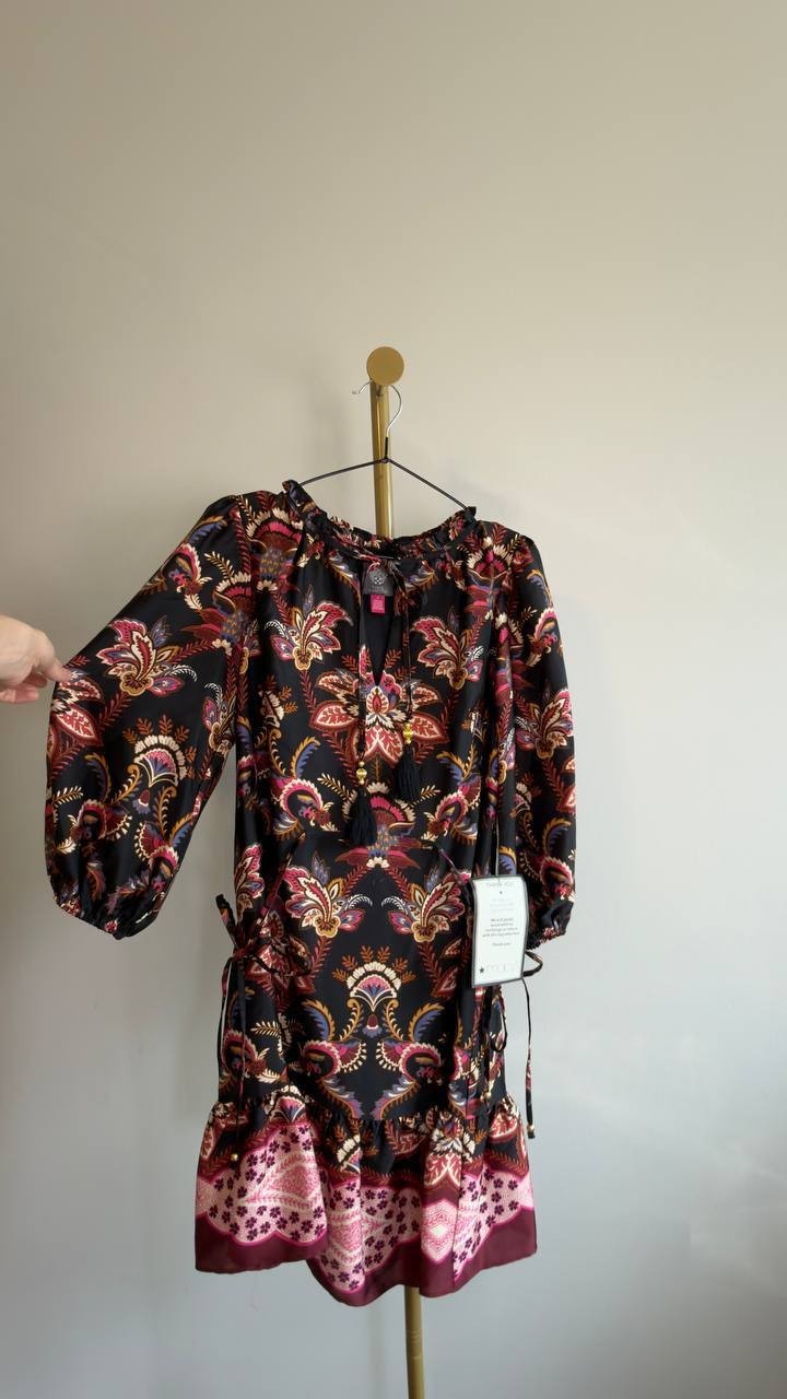 Vince Camuto Women’s Keyhole Pull-On Dress Black Multi Size 6 NWT $168
