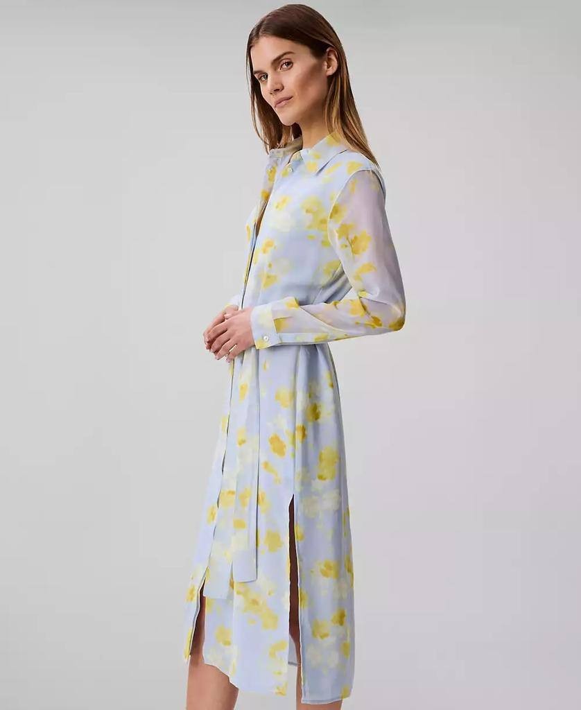 Calvin Klein Jeans Women’s Printed Chiffon Belted Shirtdress Blue M NWT $149