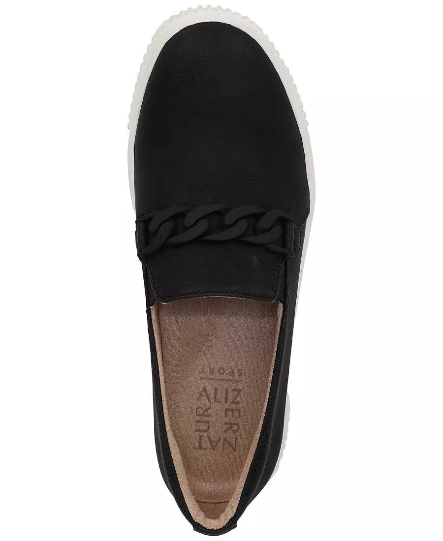 Naturalizer Trish Sneakers 6.5M Black Faux Leather Slip‑On Comfort NIB msrp$110