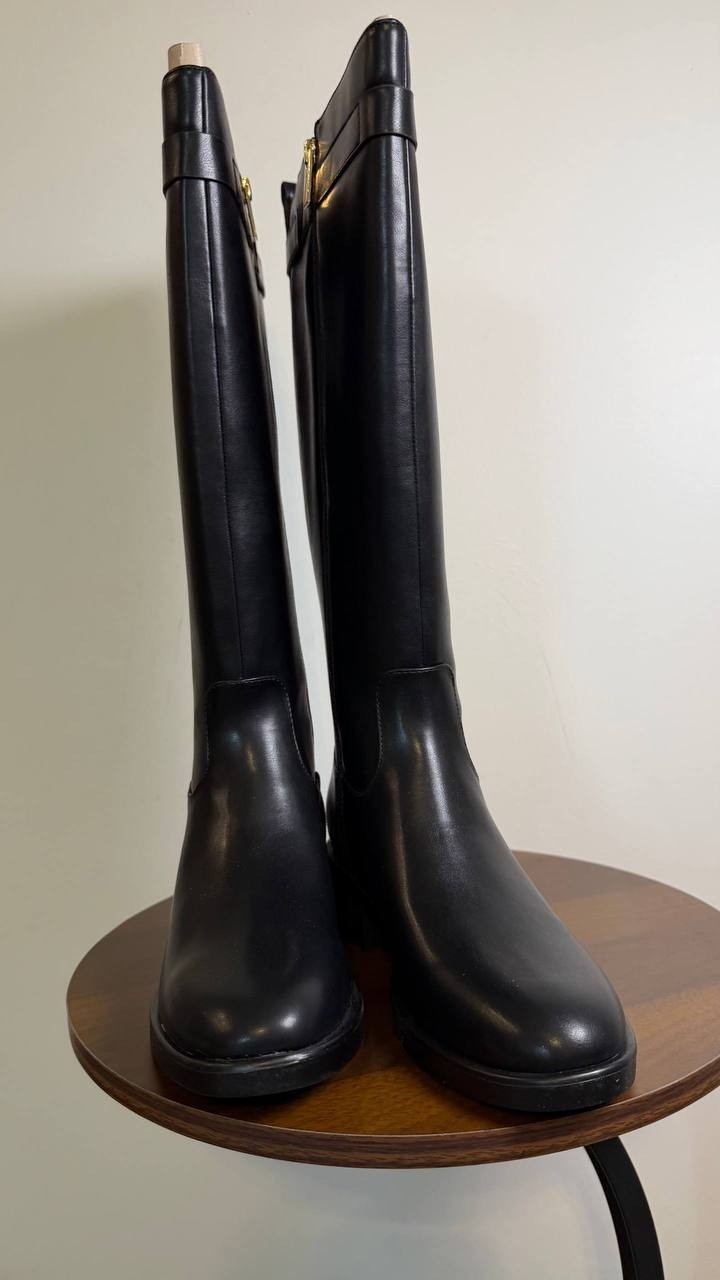 Tommy Hilfiger Iviann Boots 8M Black Tall Riding Almond Toe NIB msrp$159