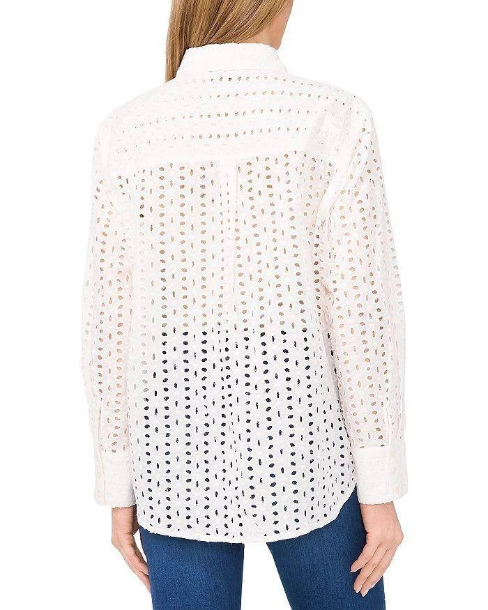 CeCe Eyelet Button‑Down Blouse – Size M – NWT – $89
