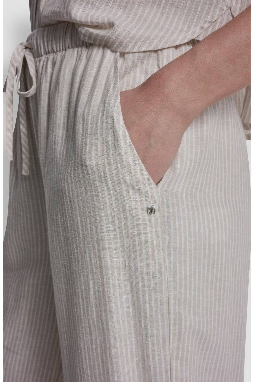 DKNY Jeans Petite Linen-Blend High-Waist Wide-Leg Pants Lex Pebble PL NWOT $89