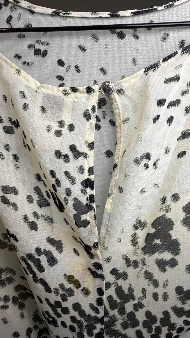 Calvin Klein Sleeveless Printed Midi Dress White Black XL NWT $149