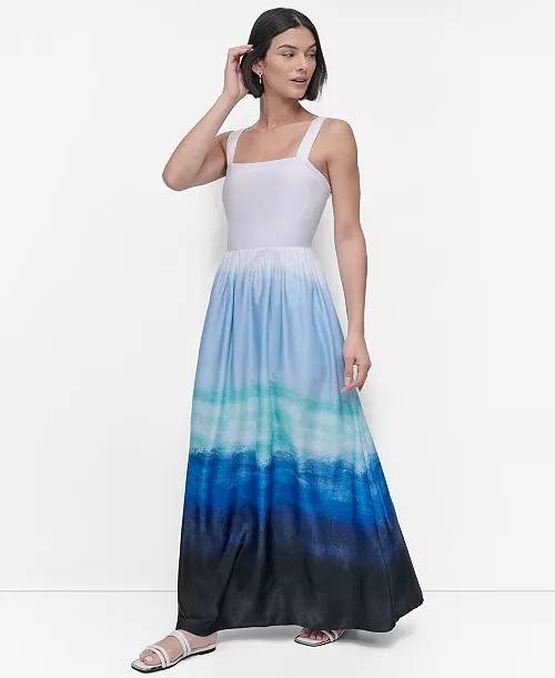 DKNY Maxi Dress Sleeveless Satin Printed Pink XL NWT MSRP $149