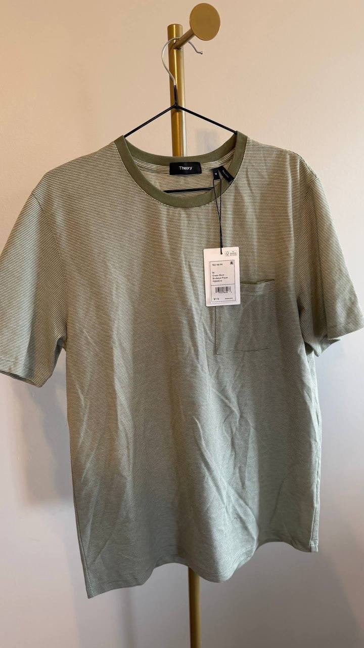 Theory Men’s Cotton Pique Crewneck Pocket T‑Shirt M $115 NWT