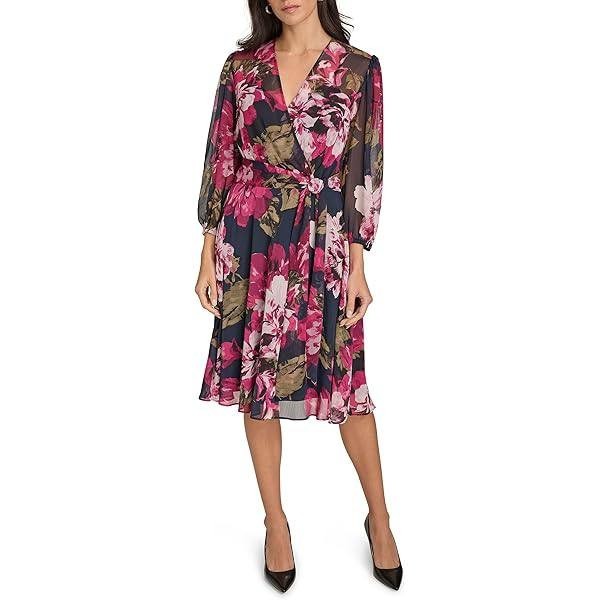 Calvin Klein Petite Floral A-Line Wrap Dress Size 4 NWT $149 – Elegant Chic