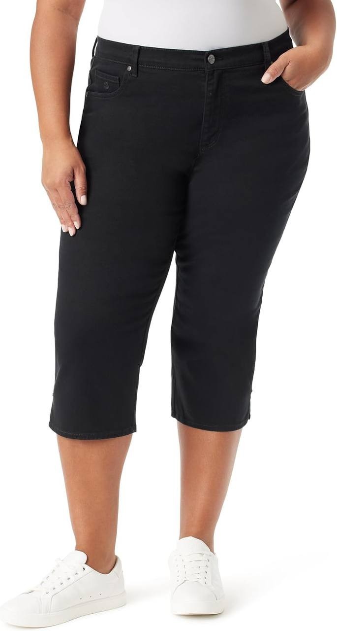 Gloria Vanderbilt Plus Size Amanda Capri Pants Stonewood 18W NWT $50