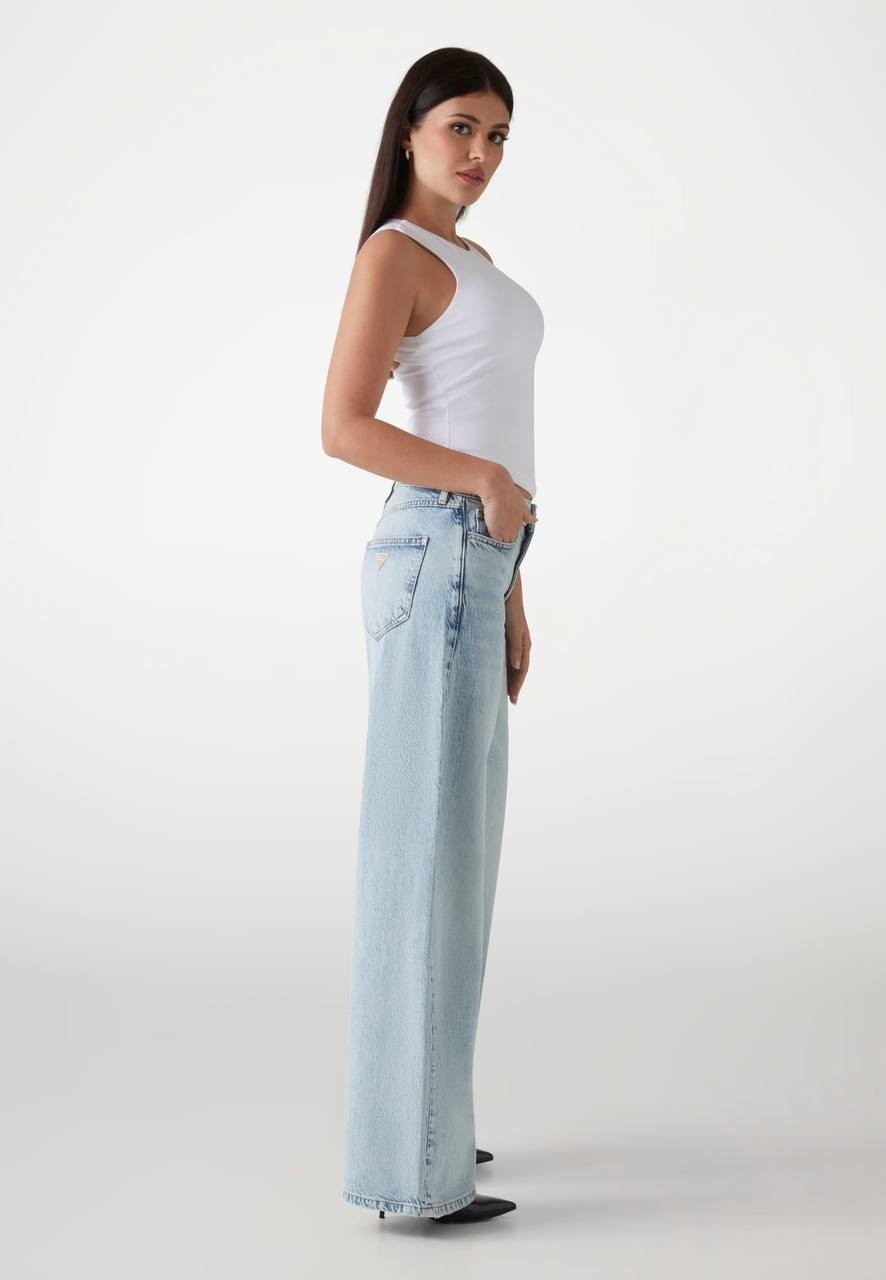 Guess Eco Bellflower Wide‑Leg Flared Jeans Blue 26x32 NWT $118