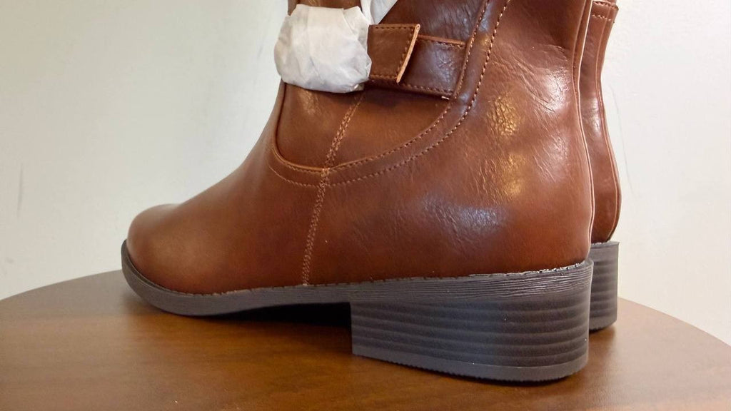 Journee Sonny Boots 10M Cognac Polyurethane Knee‑High Round Toe NIB msrp$122
