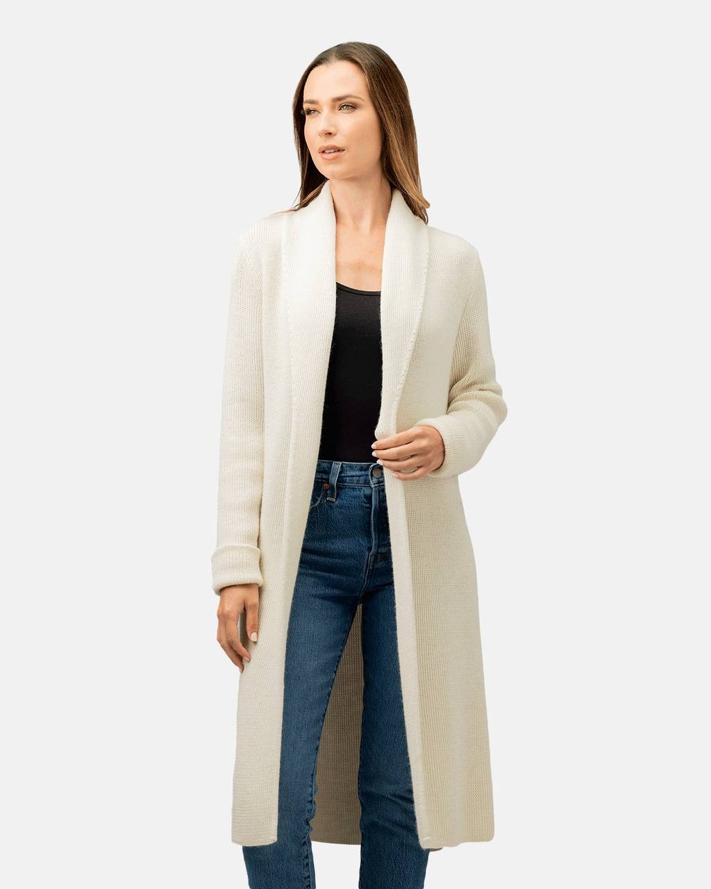 Simply Natural Nina Long Alpaca Cardigan Off White One Size NWT $360