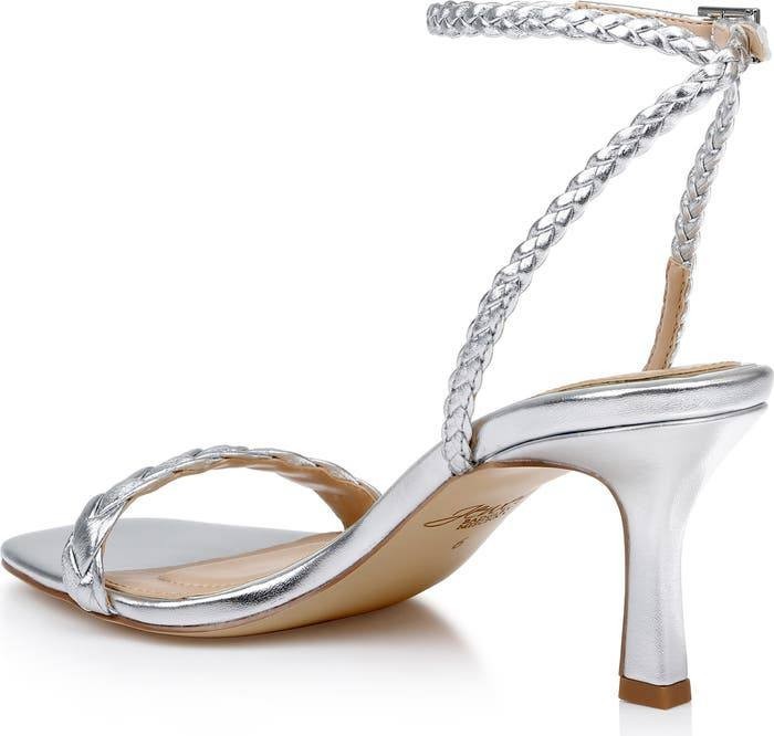 Badgley Mischka Nyx Ankle‑Strap Sandals – Silver Leather – Size 6.5 – New in Box