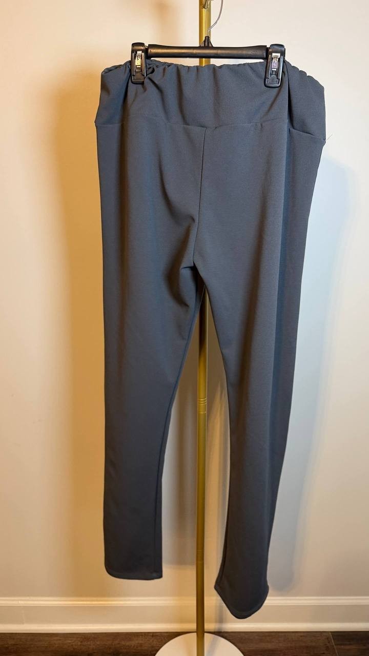 24seven Comfort Apparel Bell Bottom Foldover Waist Pants Grey 1X NWOT $49.99