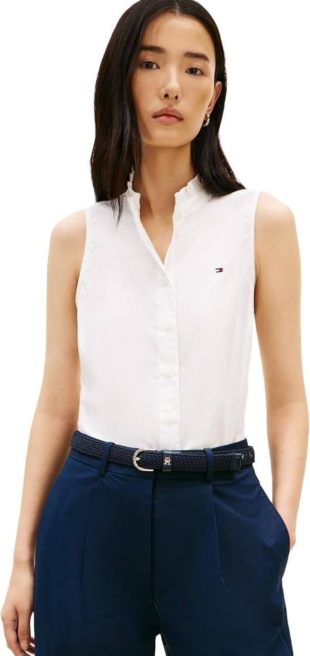Tommy Hilfiger Classic Sleeveless Shirt White L NWT $59.50