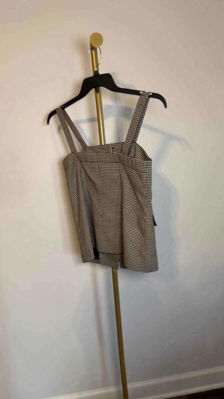 Anne Klein Square-Neck Button-Front Vest Black/White 2 NWT $129
