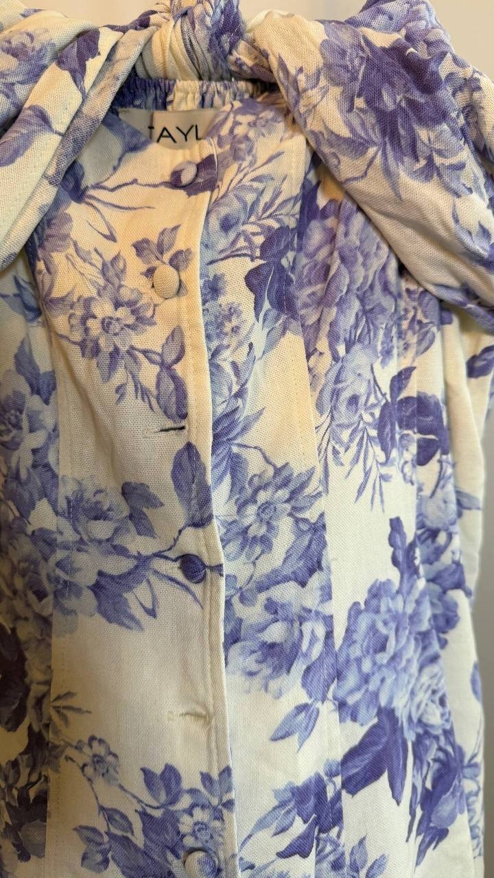 Taylor Women’s Floral Print Tie Bodice Flare Dress Size10NWOT two buttons missed