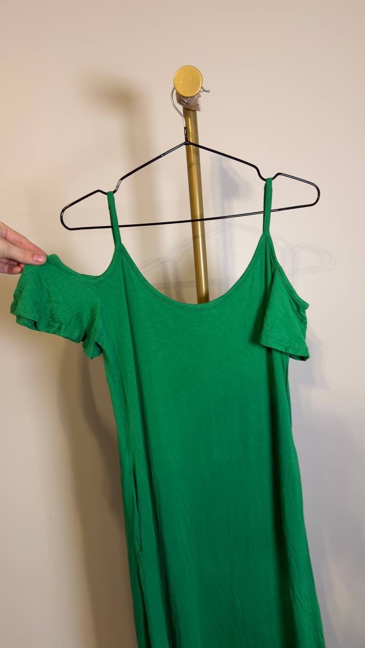 White Mark Women’s Cold Shoulder Maxi Sundress Green M NWT $64
