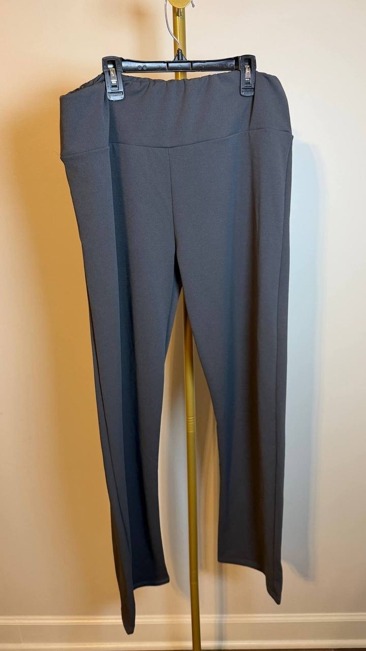 24seven Comfort Apparel Bell Bottom Foldover Waist Pants Grey 1X NWOT $49.99