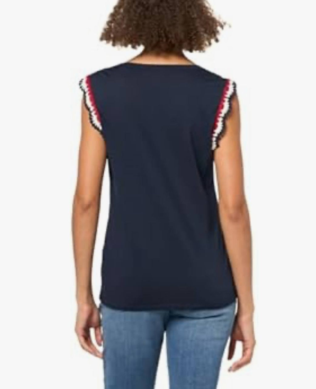 Nautica Sleeveless V-Neck Top – Size L – NWT – Navy Cotton Modal Blend Classic