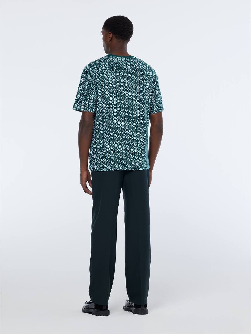 Scotch & Soda Men’s Jacquard Relaxed Fit T‑Shirt Retro Geo Green L $88 NWT