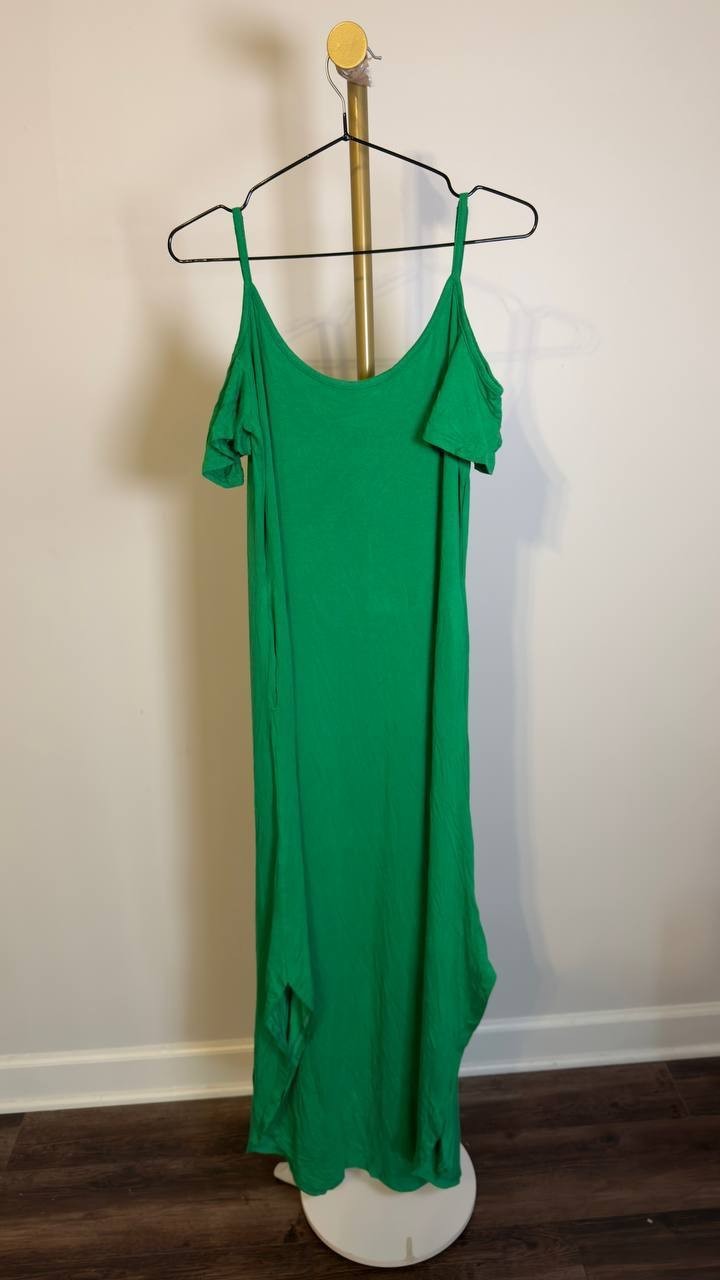 White Mark Women’s Cold Shoulder Maxi Sundress Green M NWT $64