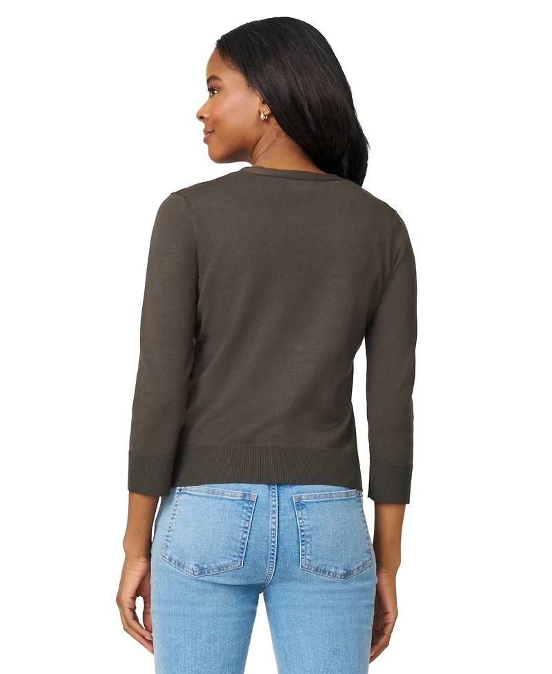 Melissa Paige V-Neck 3/4-Sleeve Cardigan Brown Size M NWT $46 – Classic Knit
