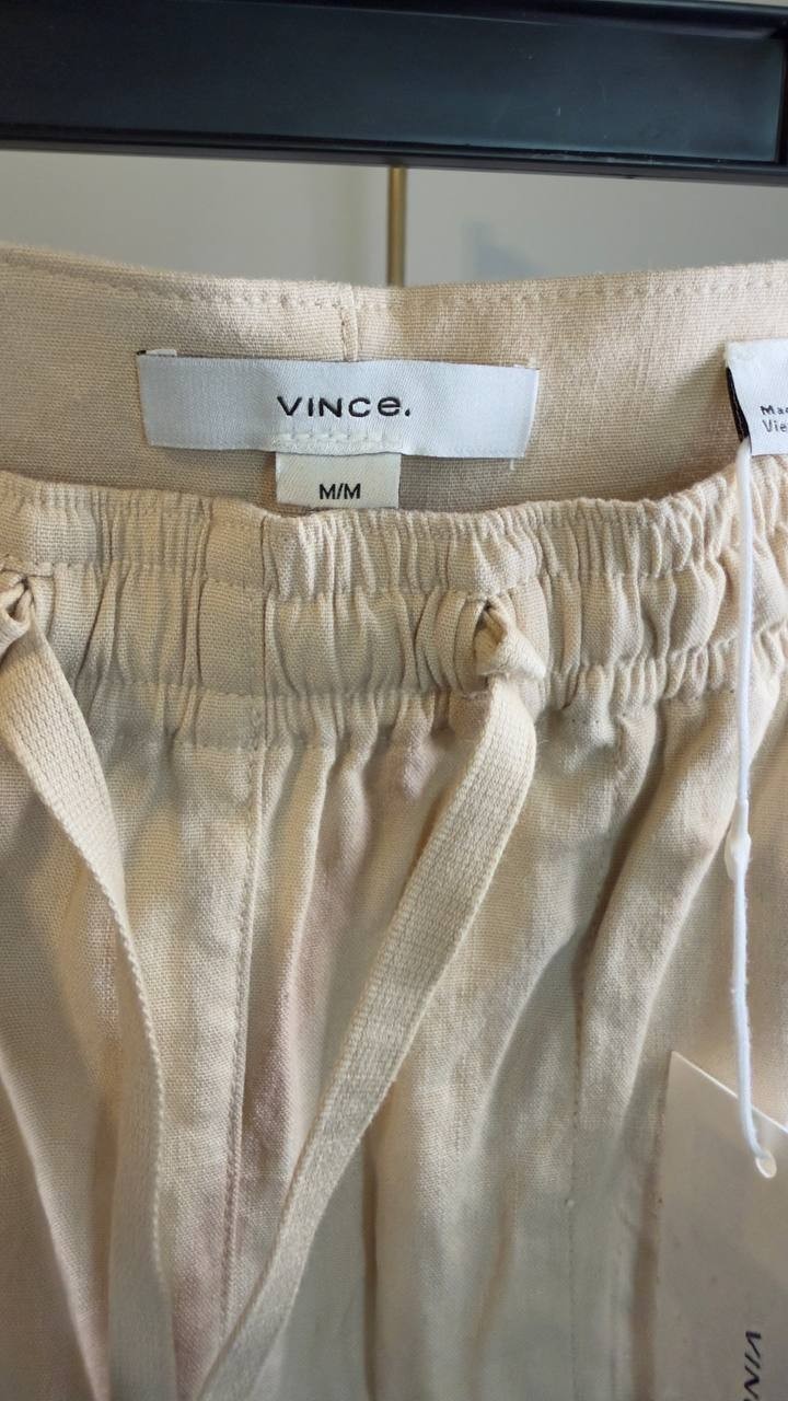 Vince Cotton Drawstring Elastic Waist Pants Tan M NWT $348