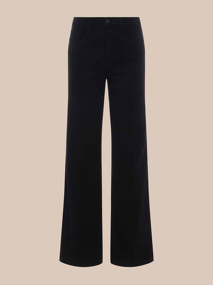 L’AGENCE Scottie Women’s High‑Rise Wide‑Leg Jeans Black 27 NWT $225
