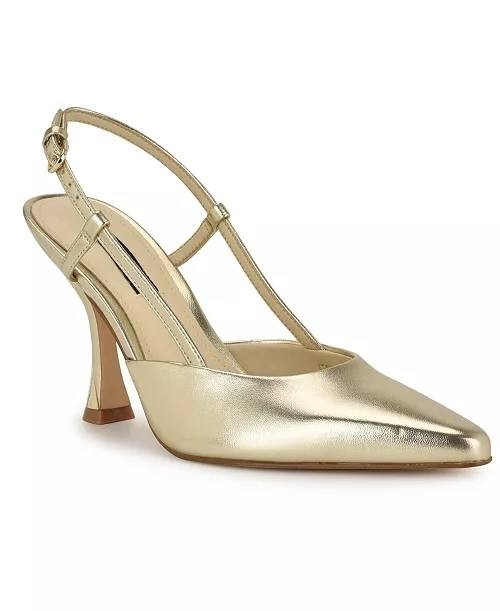 Nine West Vassa Slingback Pumps 7.5M Gold Heels New