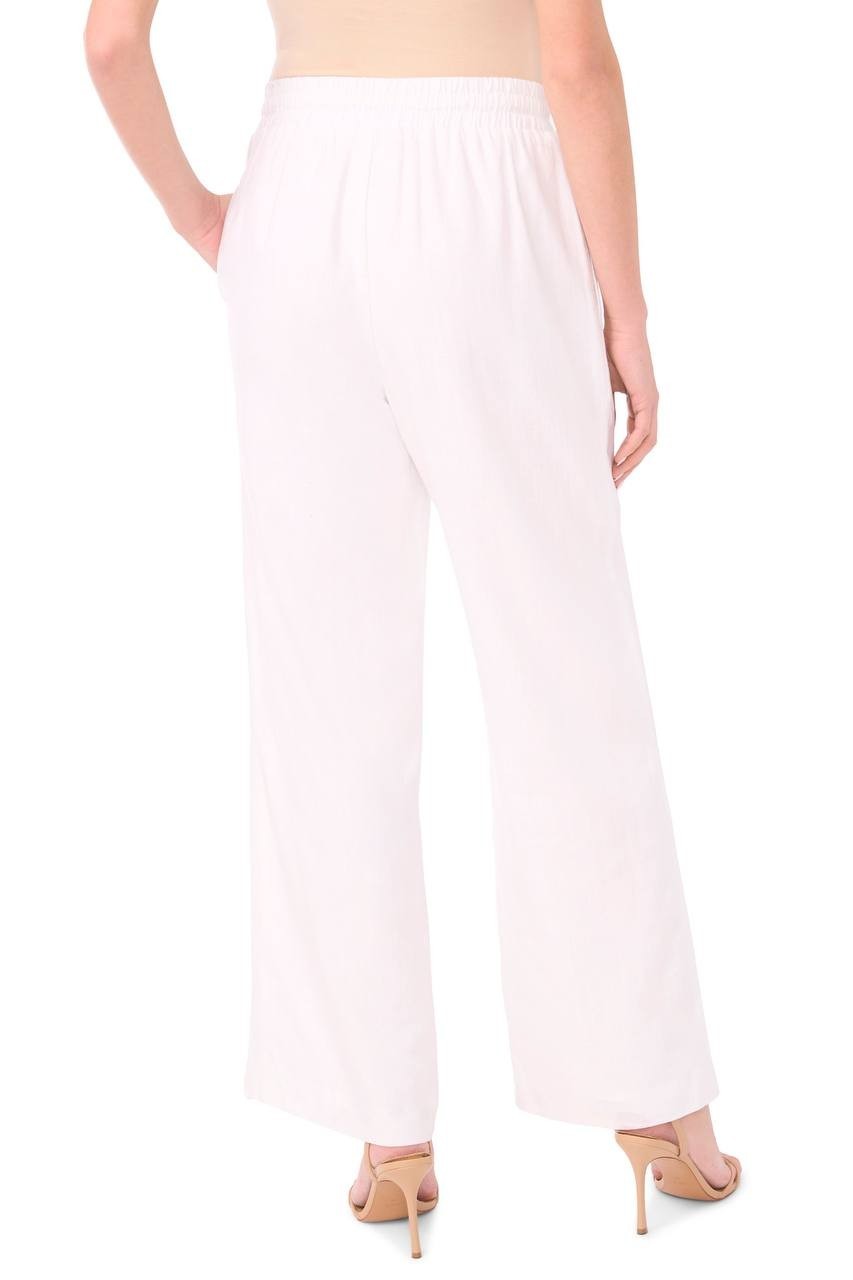 CeCe Drawstring Linen Blend Pants Ultra White M NWT $89