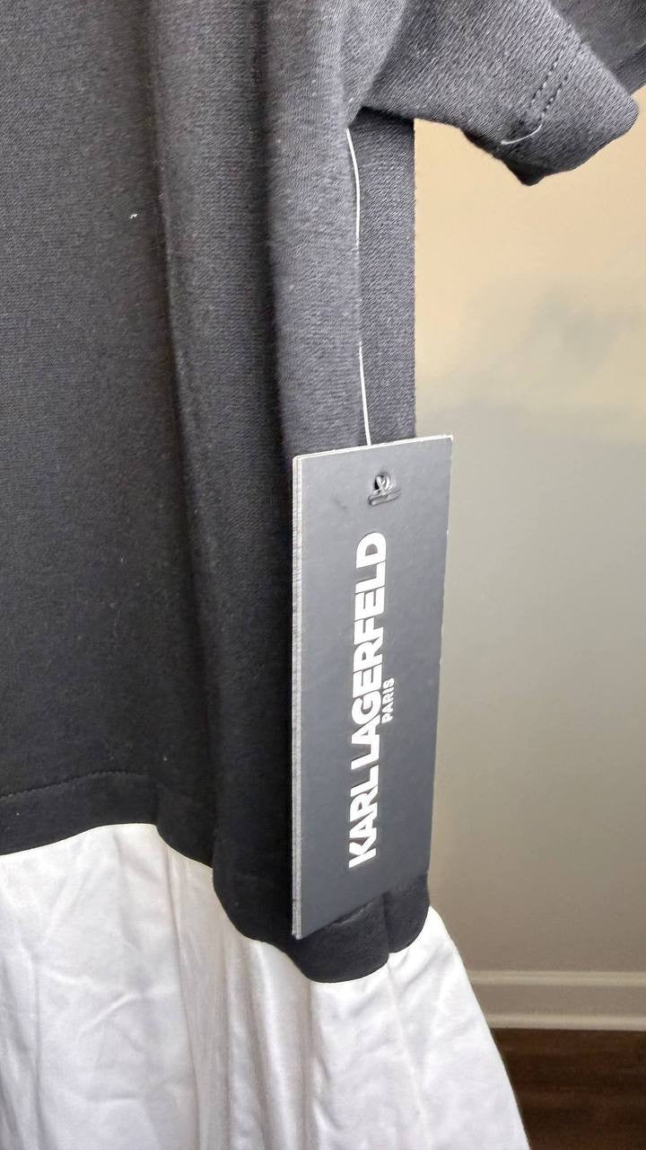 Karl Lagerfeld Paris Bubble Skirt Midi Dress Black M NWT $169