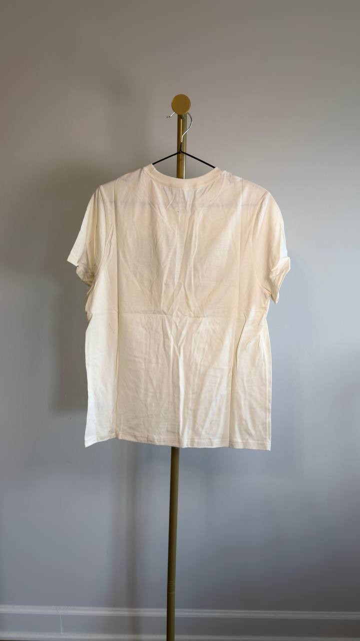 Champion Classic Cotton Crewneck Logo T‑Shirt S Natural NWT $25