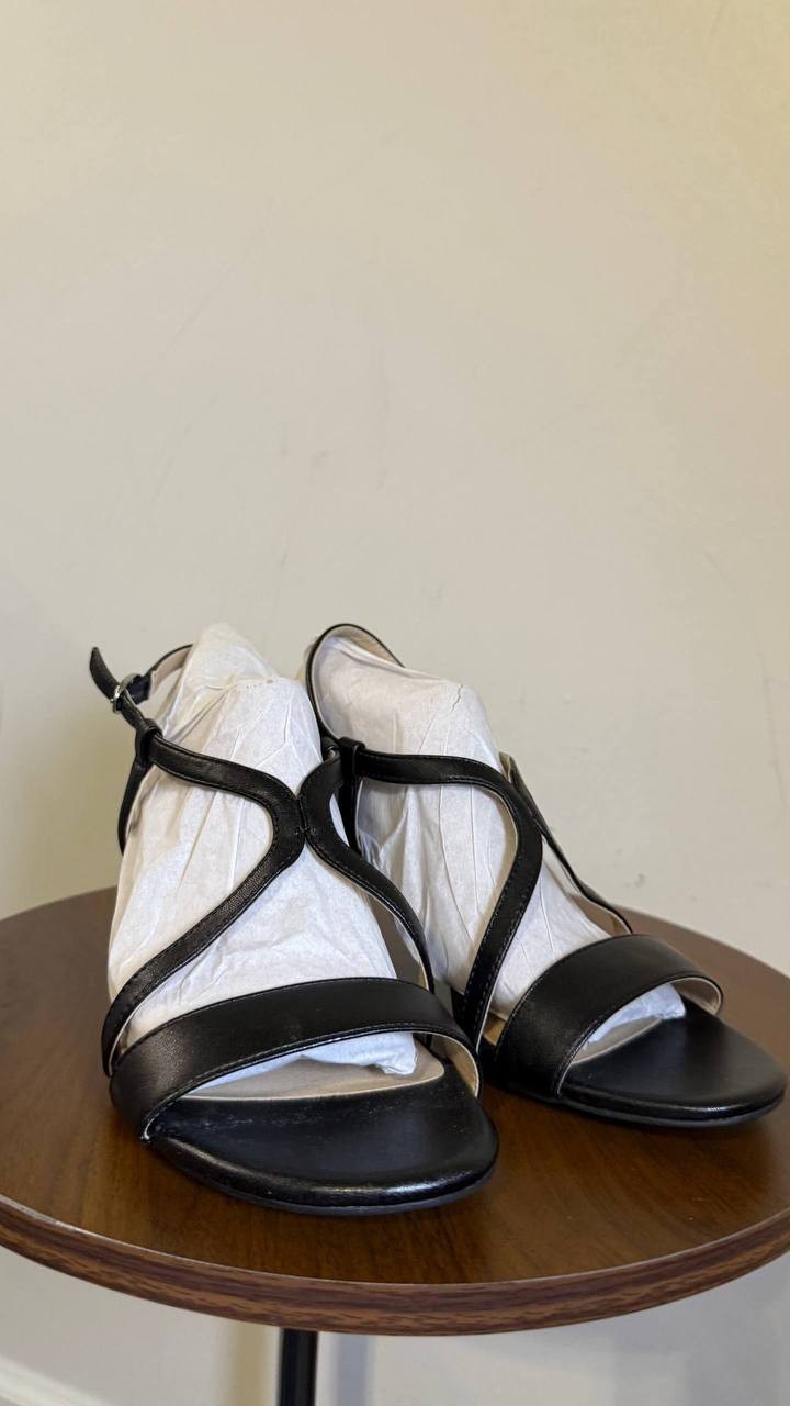 LifeStride Black Faux Leather Slingback Sandals 8.5W NIB $79.99