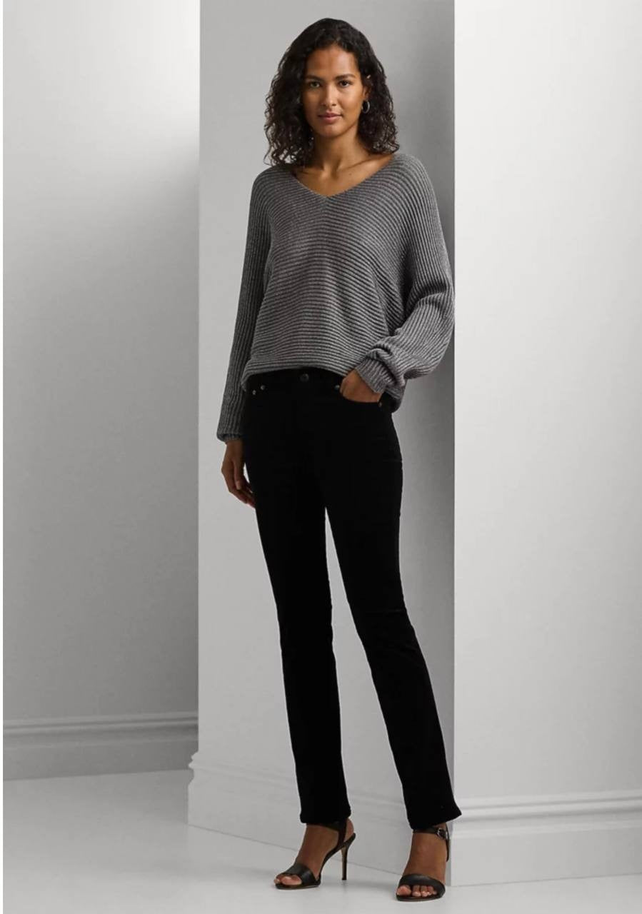 Lauren Ralph Lauren Rib Knit Dolman Sleeve Sweater Deco Pewter M NWT $125