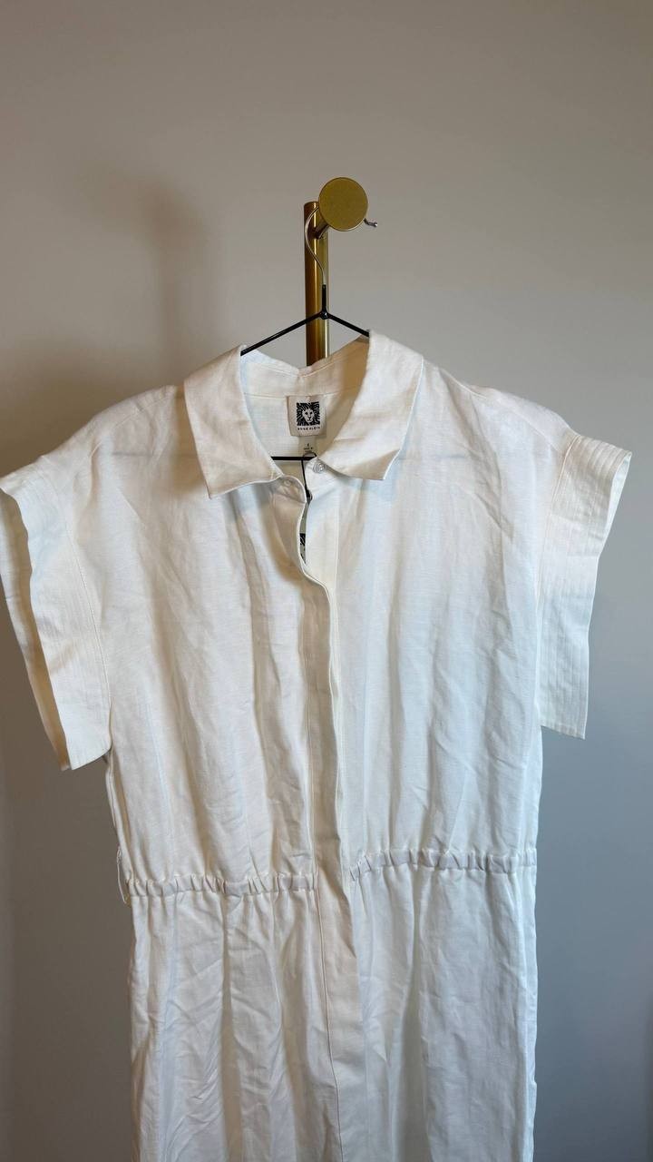 Anne Klein Women’s White Belted Drop-Sleeve Shirtdress Size 8 NWT $169