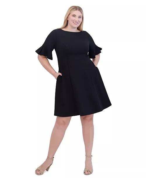 Jessica Howard Petite Fit & Flare Dress – Size 14P – NWT – Black Elbow Sleeve