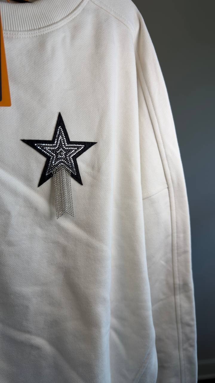 BOSS Embellished Star Sweatshirt Open White L NWT $129