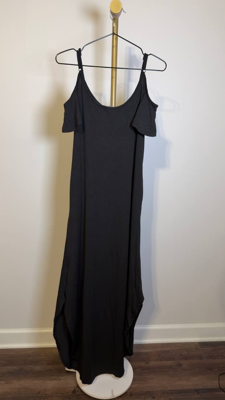 White Mark Cold Shoulder Full Length Maxi Dress Black M NWT $64