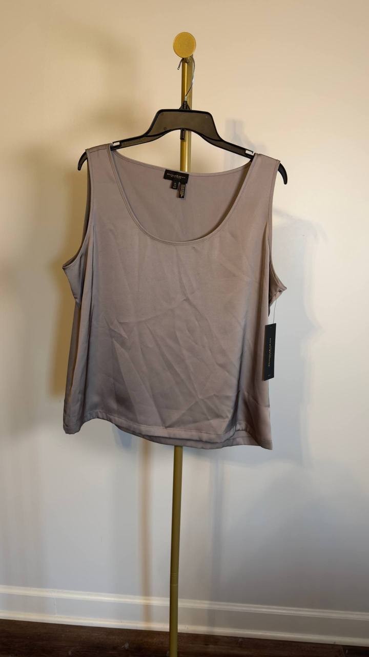 Donna Karan NY Scoop‑Neck Satin Camisole Grey XL NWT $59