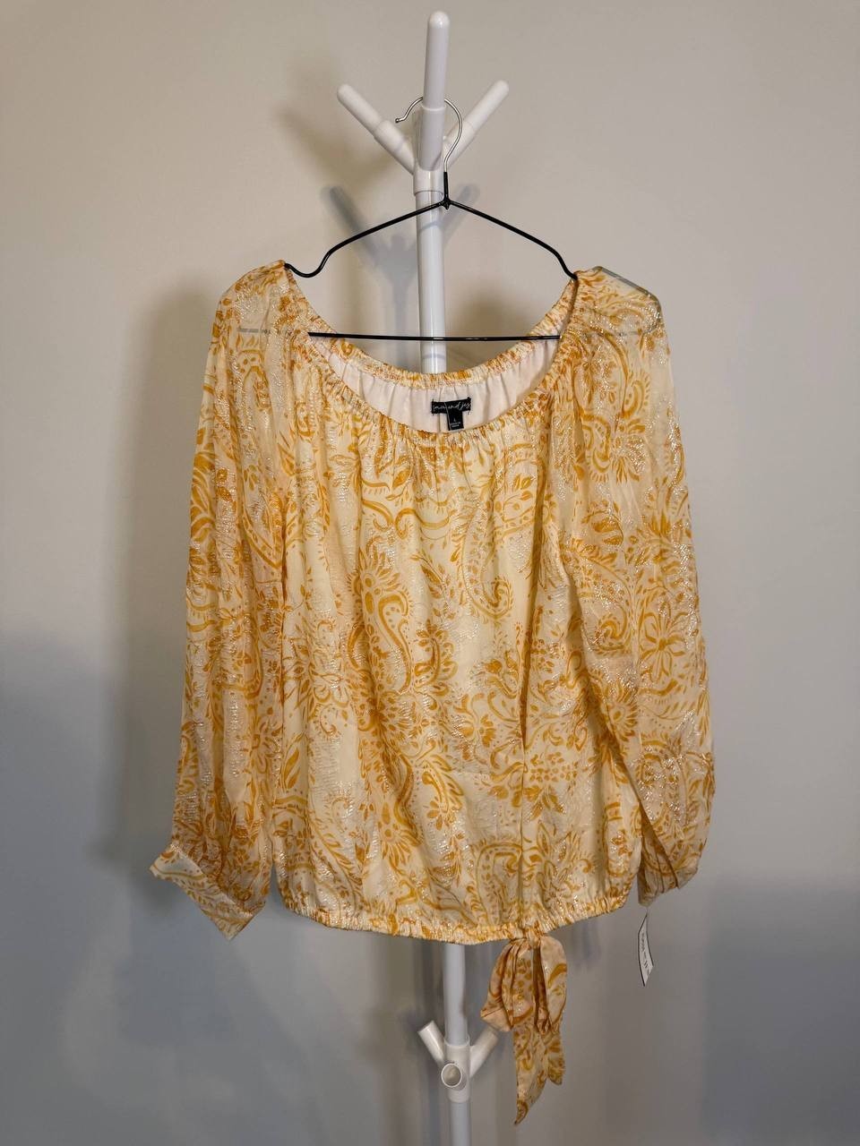Sam & Jess Printed Off‑the‑Shoulder Top – Size L – NWT – $59