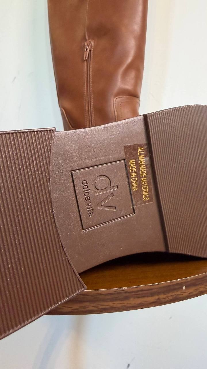 DV Dolce Vita Jernie Wide Calf Tall Riding Boots Tan Smooth 10M Man‑Made $99 NWB