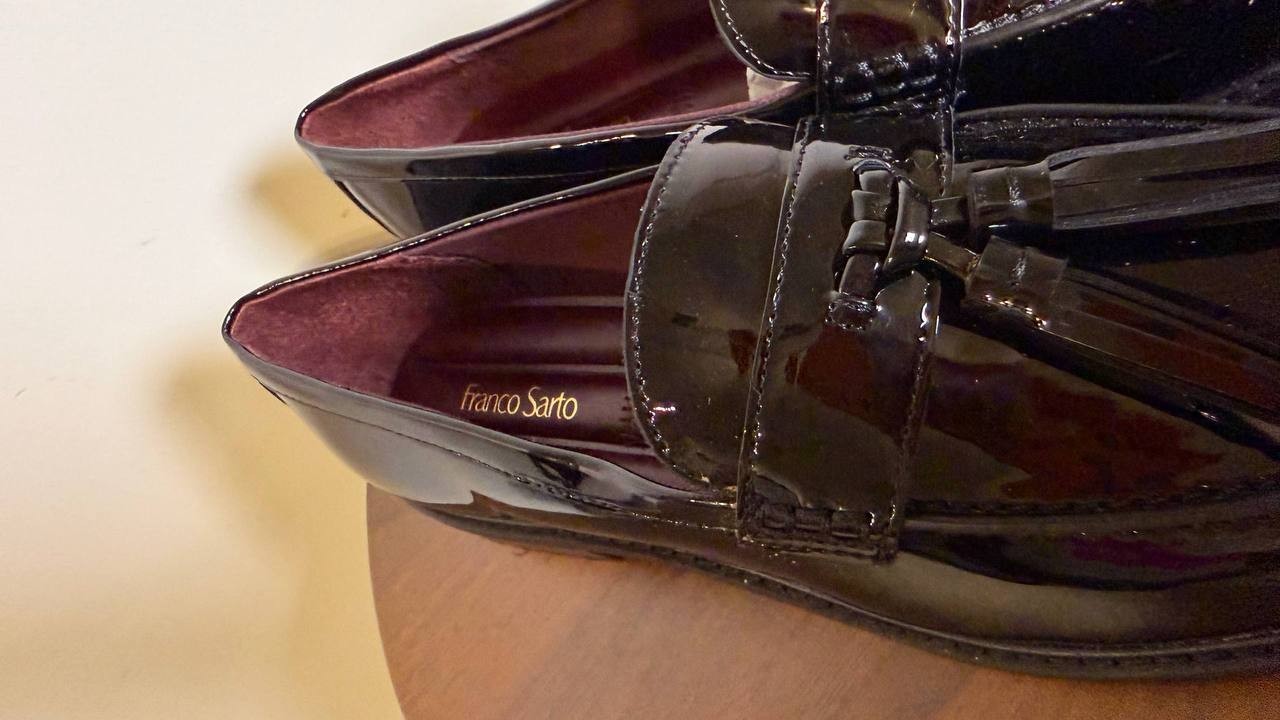 Franco Sarto Black Faux Leather Tassel Loafers 8M New in Box MSRP $115