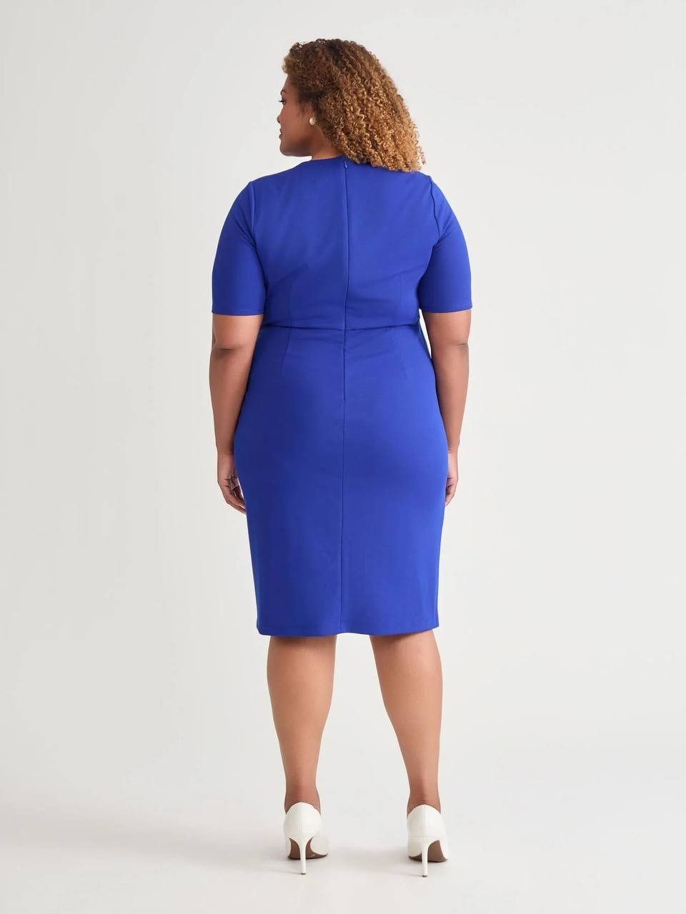 Kasper Short‑Sleeve Draped Front Sheath Dress – Royal Blue – Size L – NWT – $89