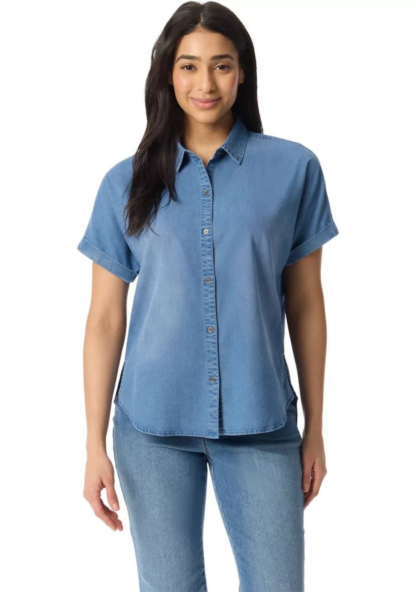 Gloria Vanderbilt Blue Lyocell Lightweight Top XL NWT Breathable Casual Wear