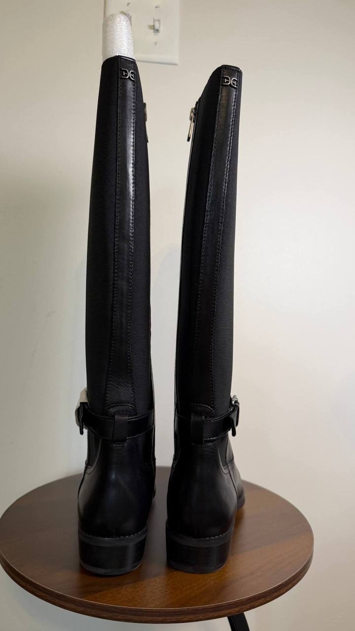 Sam Edelman Perin Boots 9M Black Leather Tall Round Toe Zip New In Box msrp$225