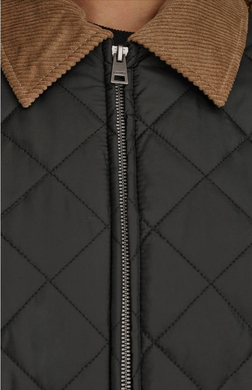 Levi's Quilted Water-Resistant Jacket Black Corduroy Trim Women's Size S