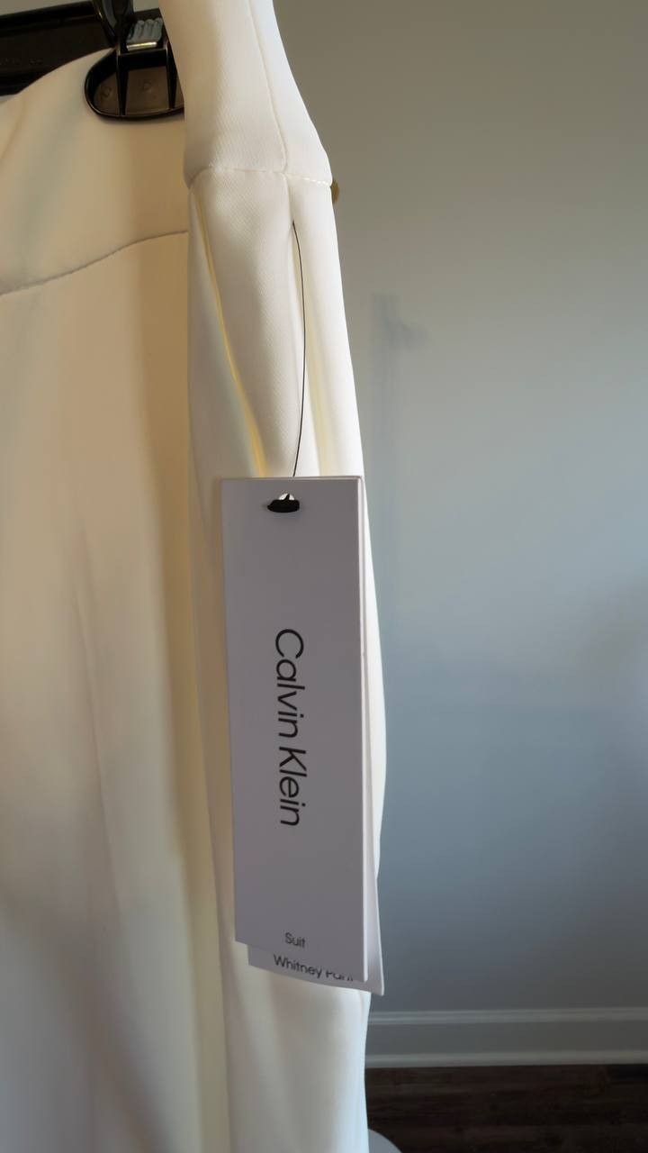 Calvin Klein Wide-Leg Pants Cream 14 NWT $109