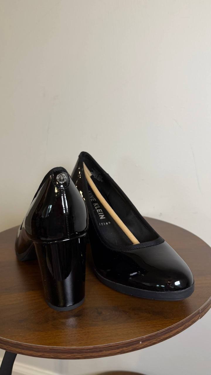 Anne Klein Block Heel Pumps 7.5M Black Patent New in Box  MSRP 89$